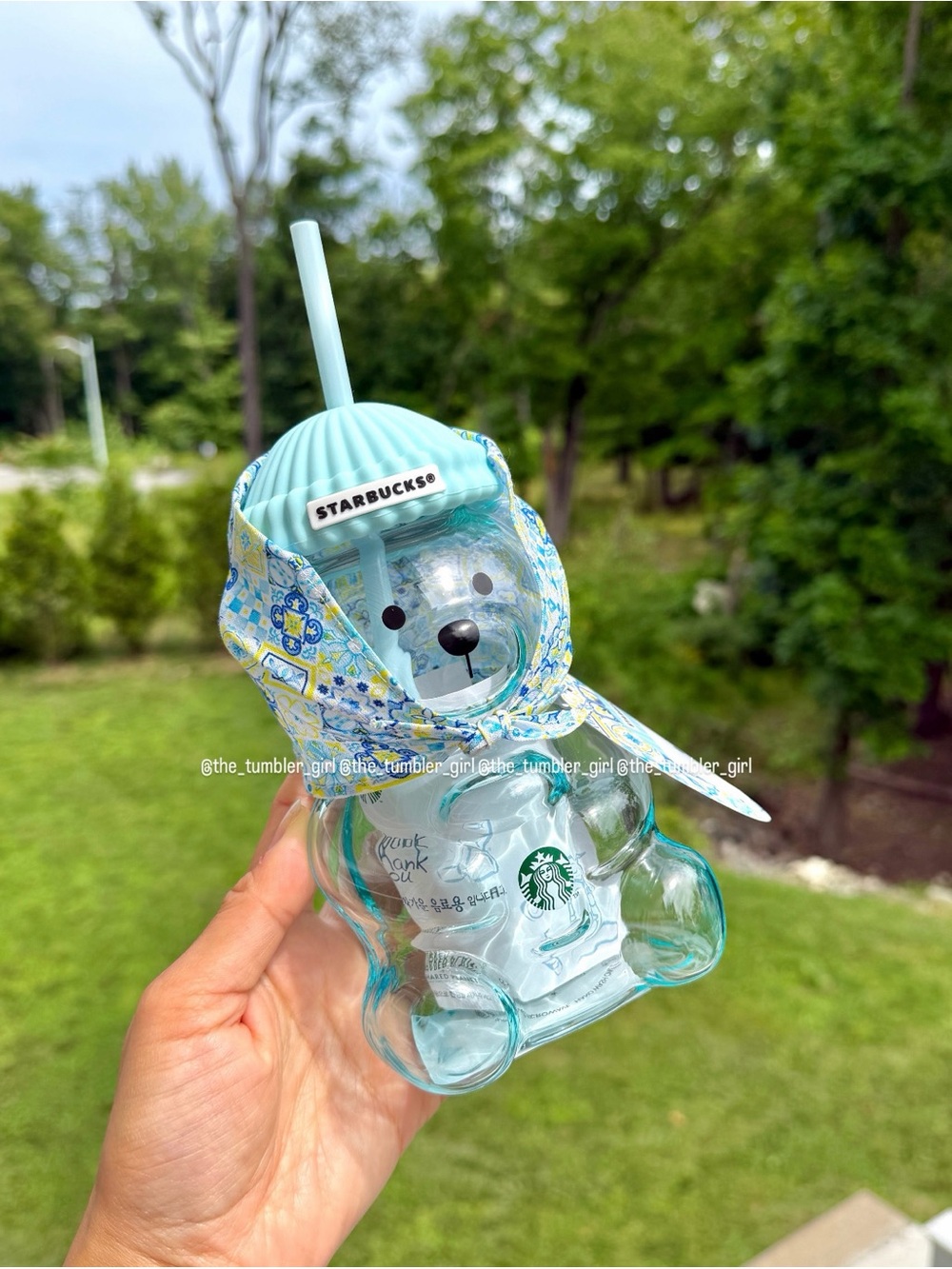 Starbucks Korea Blue Summer Bearista Glass Cold Cup